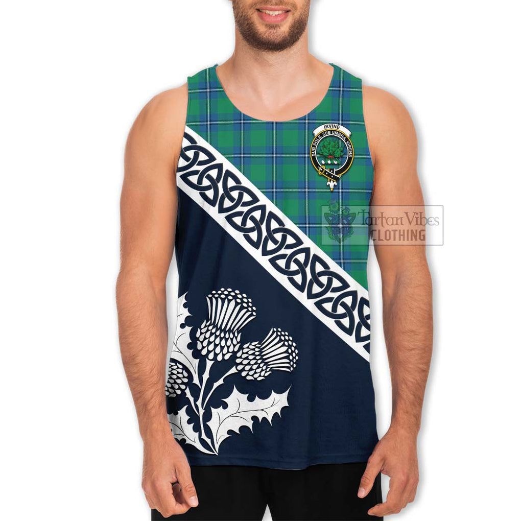 Tartan Vibes Clothing Irvine Tartan Men's Tank Top Featuring Thistle and Scotland Map