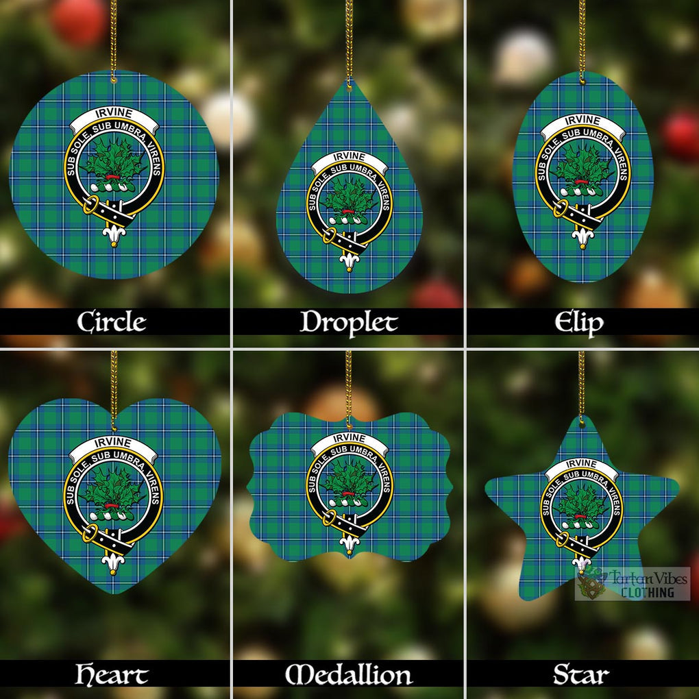 Tartan Vibes Clothing Irvine Tartan Christmas Aluminium Ornament with Family Crest