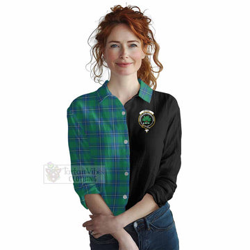 Irvine Tartan Women's Casual Shirt with Family Crest and Half Of Me Style