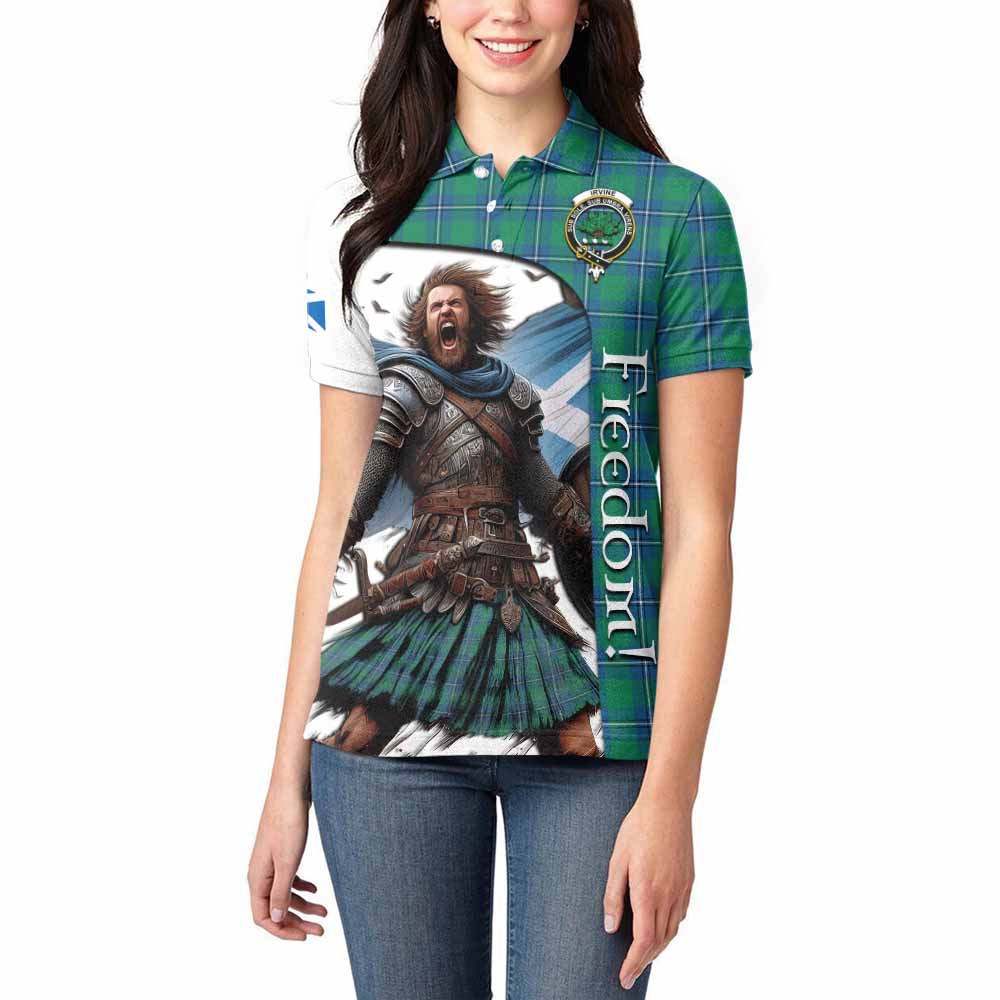 Tartan Vibes Clothing Irvine Crest Tartan Women's Polo Shirt Inspired by the Freedom of Scottish Warrior