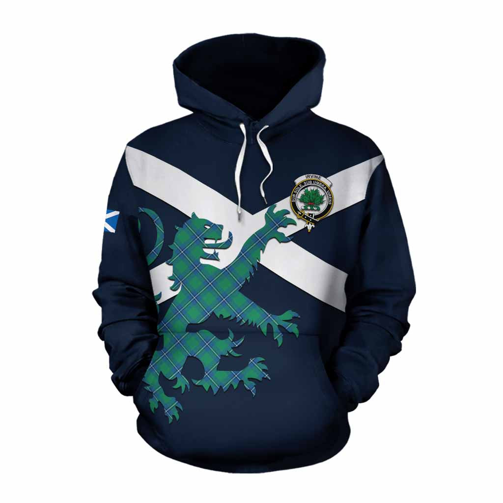 Tartan Vibes Clothing Irvine Tartan Lion Rampant Cotton Hoodie Proudly Display Your Heritage with Alba Gu Brath and Clan Name