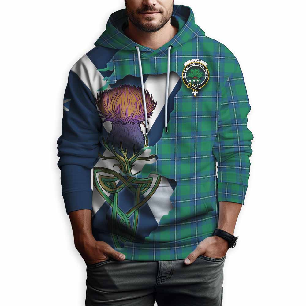 Irvine Tartan Family Crest Hoodie Scottish Thistle Celtic Inspired Pullover Hoodie - Tartan Vibes Clothing