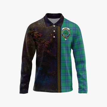 Irvine Tartan Family Crest Long Sleeve Polo Shirt Alba Gu Brath Be Brave Lion Ancient Style Unisex - Tartan Vibes Clothing