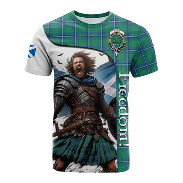 Irvine Crest Tartan Cotton T-shirt Inspired by the Freedom of Scottish Warrior