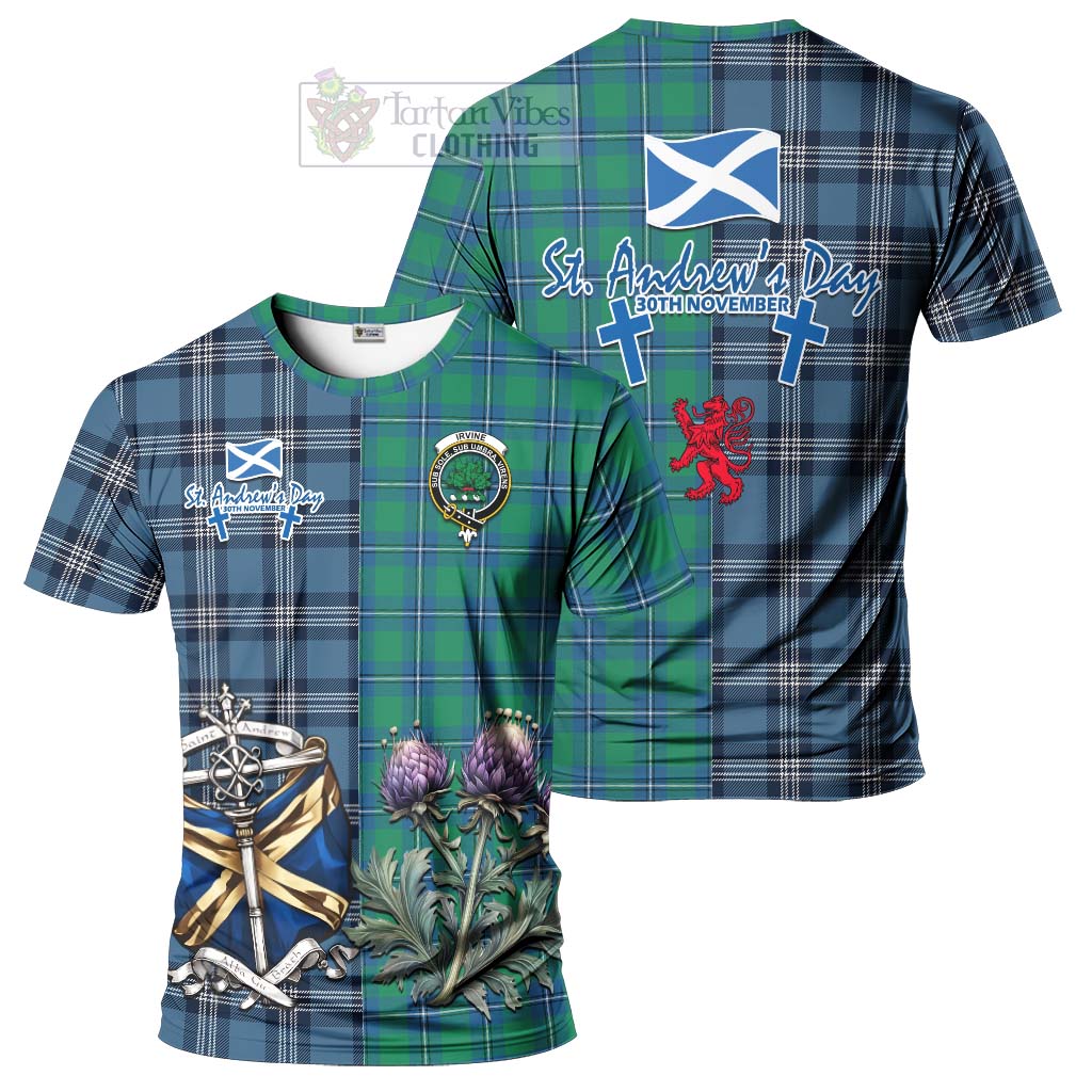 Tartan Vibes Clothing Irvine Tartan T-Shirt Happy St. Andrew's Day Half Tartan Style