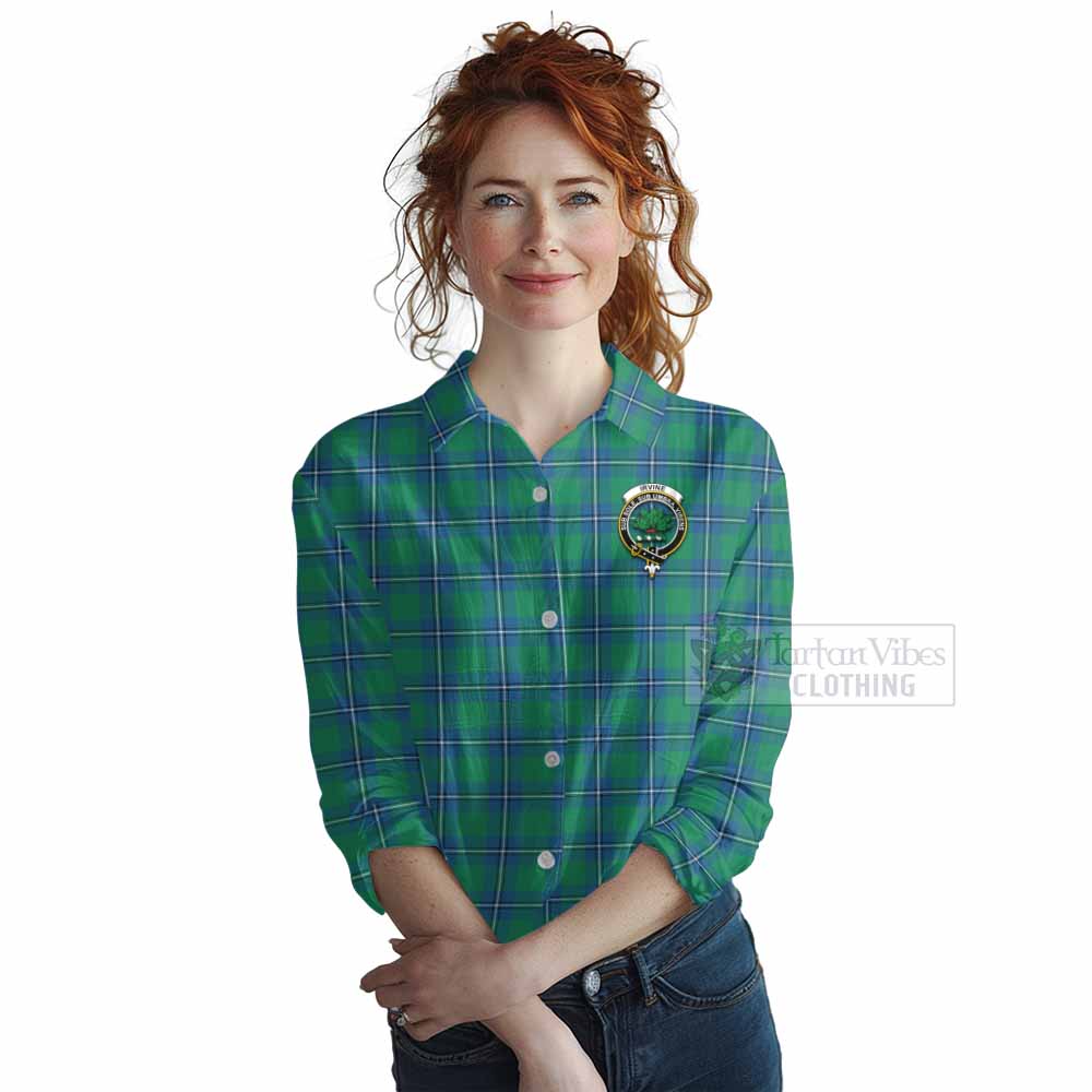 Tartan Vibes Clothing Irvine Tartan Women's Casual Shirt with Family Crest DNA In Me Style