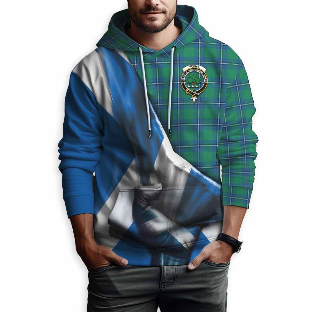 Tartan Vibes Clothing Irvine Tartan Hoodie with Family Crest Scotland Patriotic Style