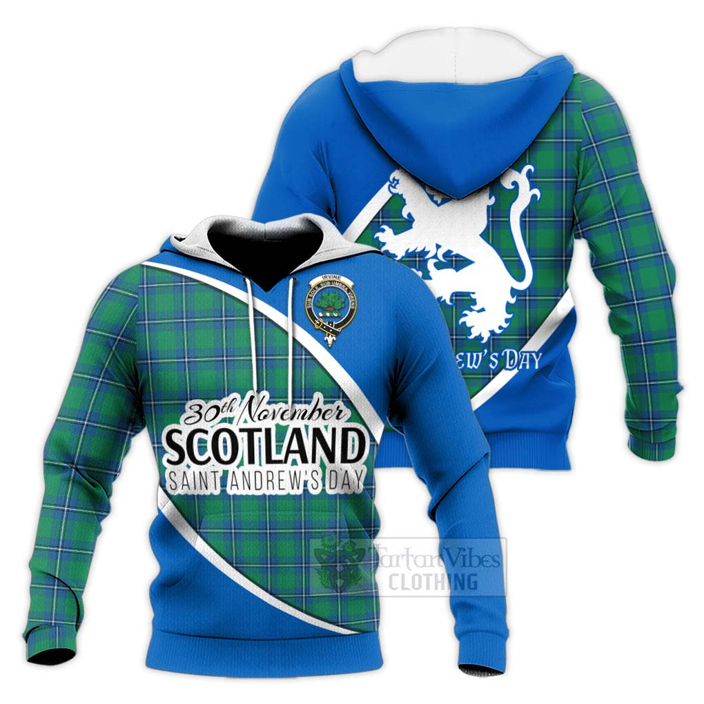 Tartan Vibes Clothing Irvine Family Crest Tartan Knitted Hoodie Celebrate Saint Andrew's Day in Style