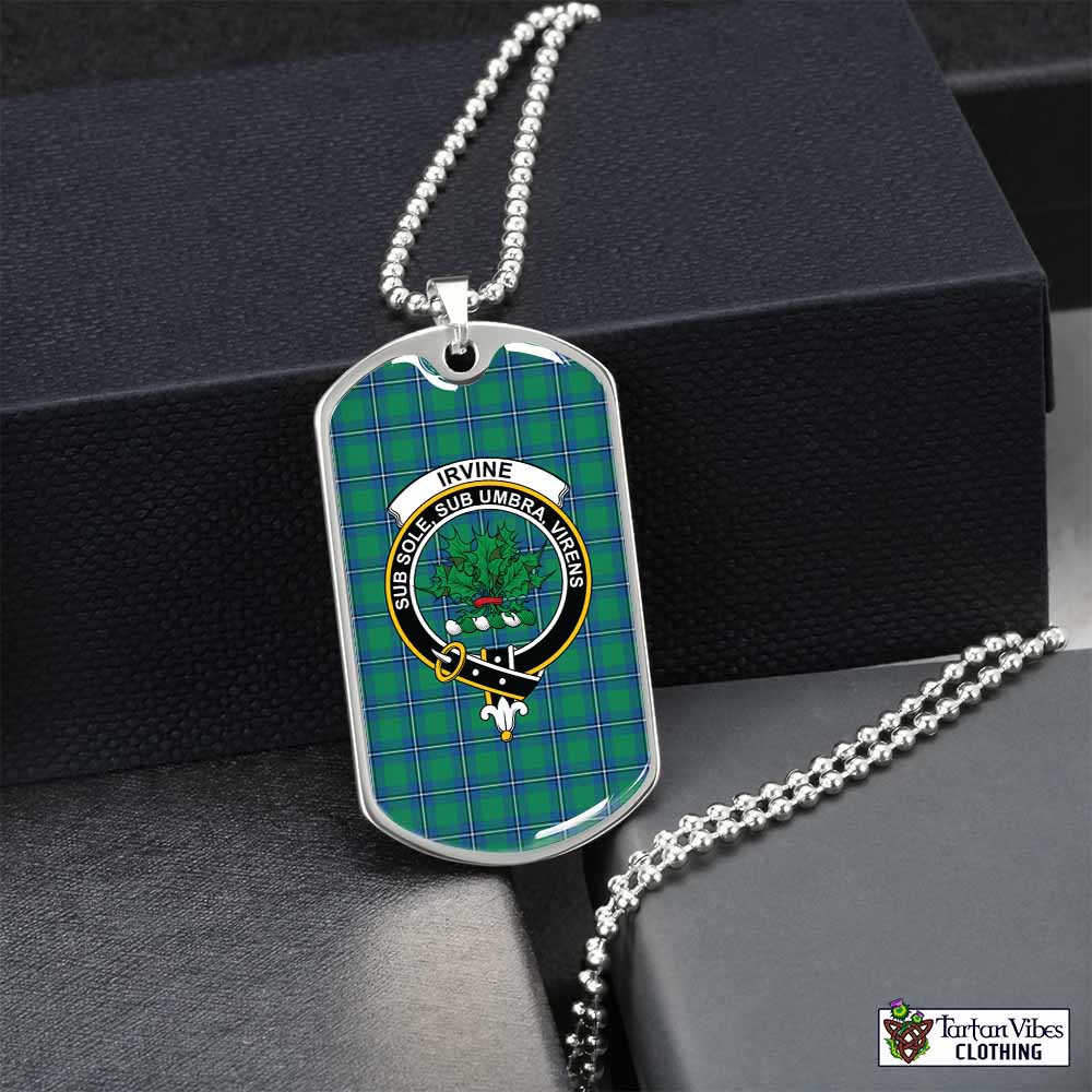 Tartan Vibes Clothing Irvine Tartan Dog Tag Necklace with Family Crest