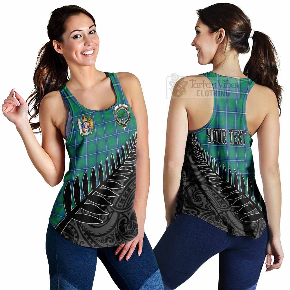 Tartan Vibes Clothing Irvine Crest Tartan Women's Racerback Tanks with New Zealand Silver Fern Half Style