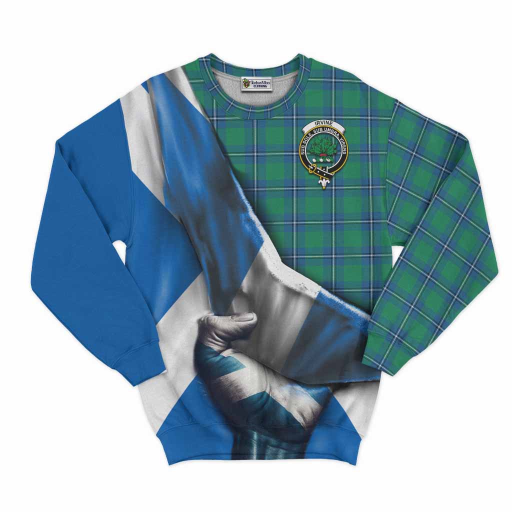 Tartan Vibes Clothing Irvine Tartan Sweatshirt with Family Crest Scotland Patriotic Style