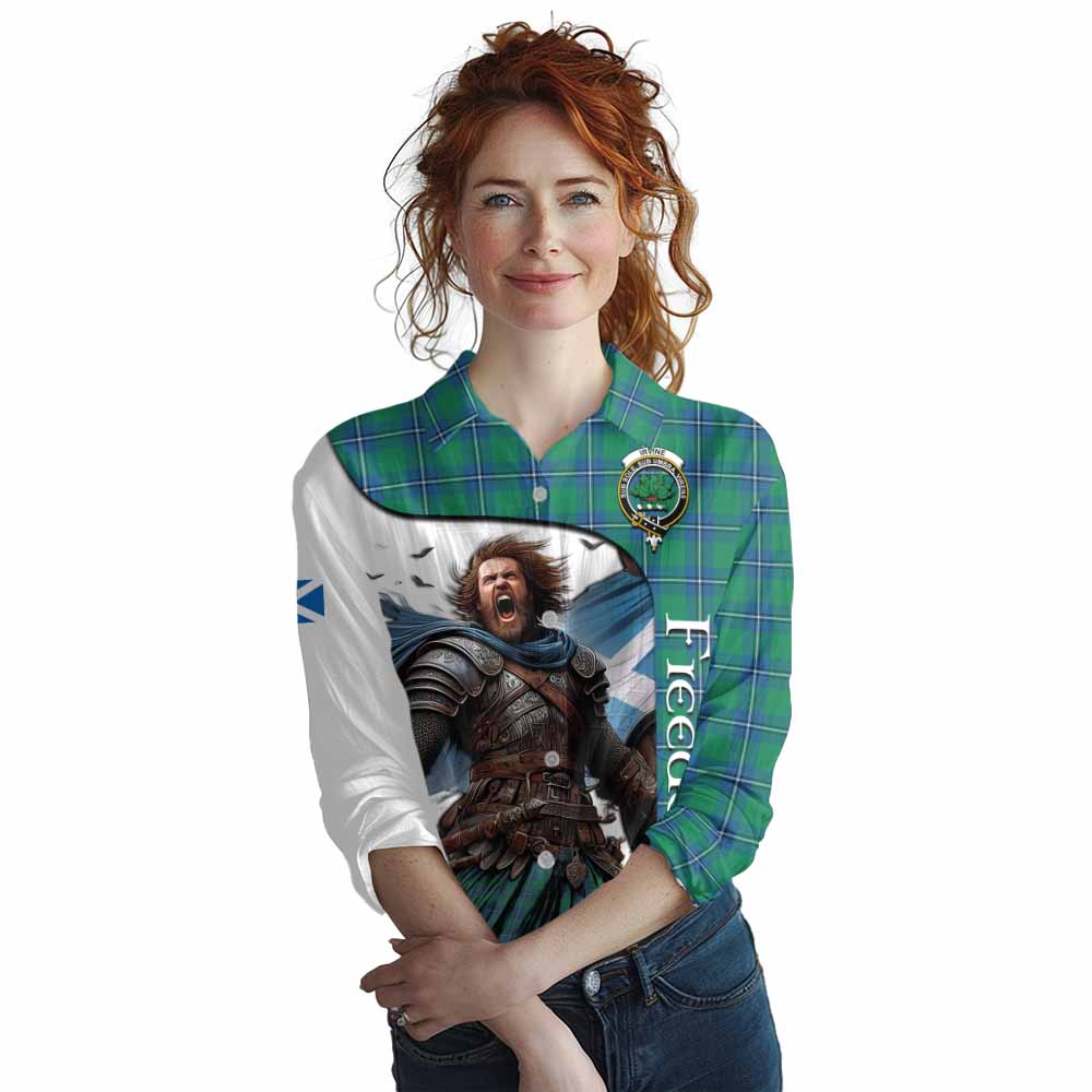 Tartan Vibes Clothing Irvine Crest Tartan Women's Casual Shirt Inspired by the Freedom of Scottish Warrior