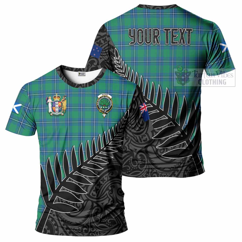 Tartan Vibes Clothing Irvine Crest Tartan T-Shirt with New Zealand Silver Fern Half Style