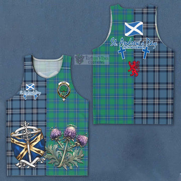 Irvine Tartan Men's Tank Top Happy St. Andrew's Day Half Tartan Style