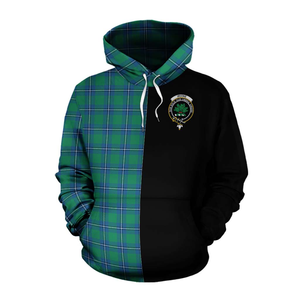 Tartan Vibes Clothing Irvine Tartan Cotton Hoodie with Family Crest and Half Of Me Style