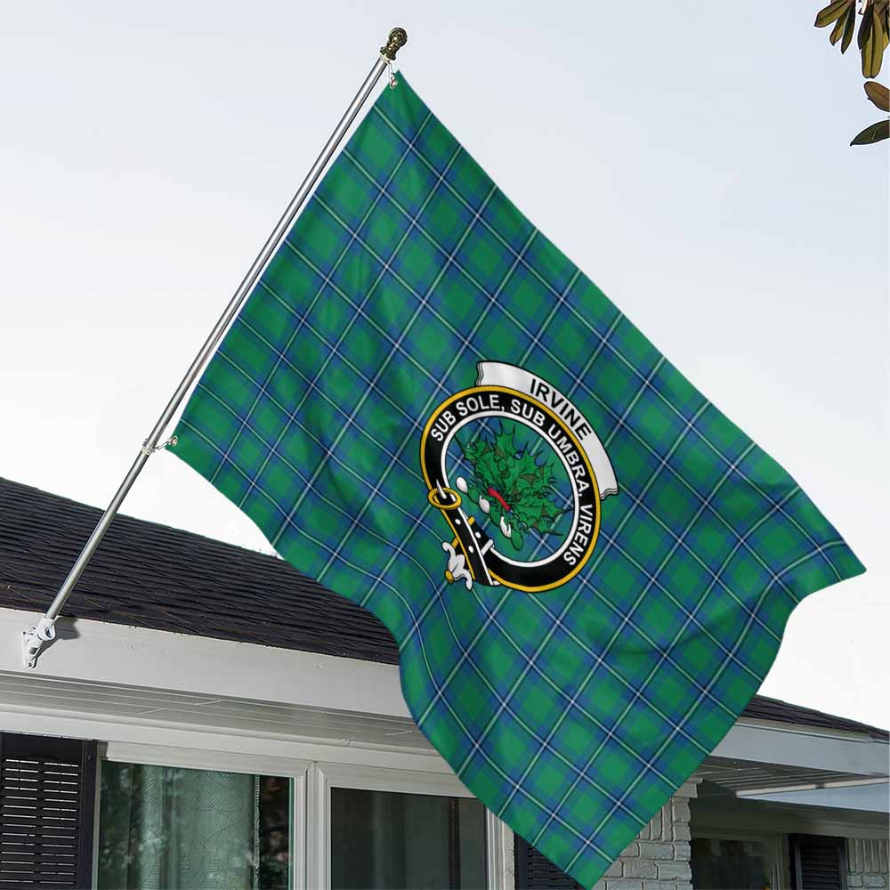 Tartan Vibes Clothing Irvine Tartan House Flag with Family Crest