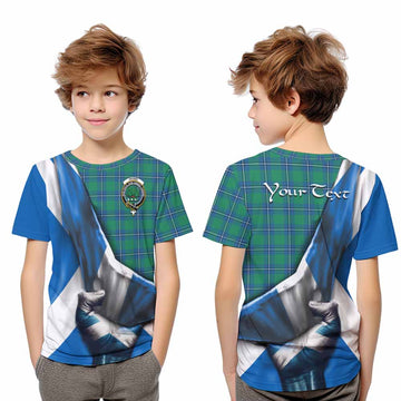 Irvine Tartan Kid T-Shirt with Family Crest Scotland Patriotic Style