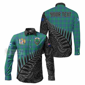 Irvine Crest Tartan Long Sleeve Button Shirt with New Zealand Silver Fern Half Style