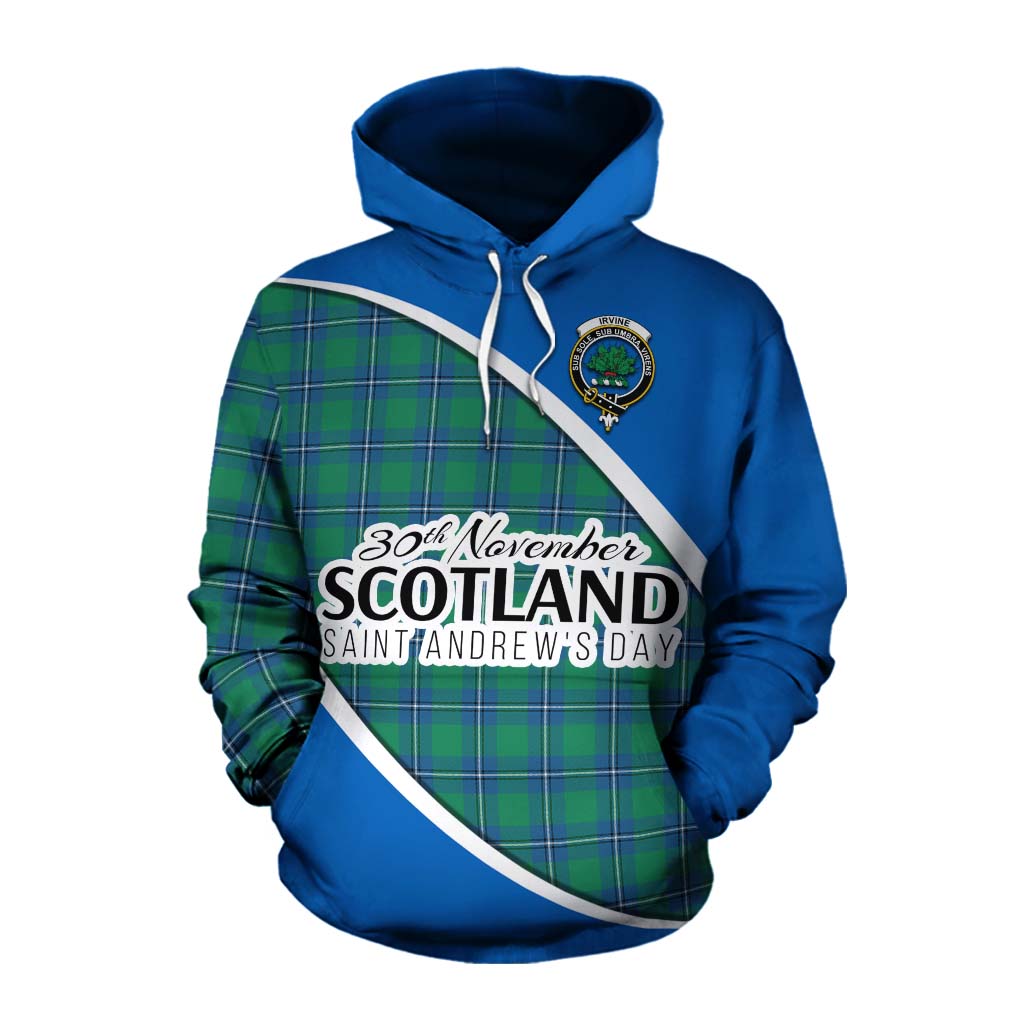 Tartan Vibes Clothing Irvine Family Crest Tartan Cotton Hoodie Celebrate Saint Andrew's Day in Style