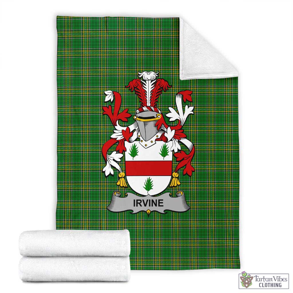 Tartan Vibes Clothing Irvine Irish Clan Tartan Blanket with Coat of Arms