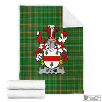 Irvine Irish Clan Tartan Blanket with Coat of Arms