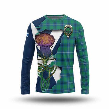 Irvine Tartan Family Crest Long Sleeve T-Shirt Scottish Thistle Celtic Inspired Unisex - Tartan Vibes Clothing