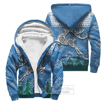 Irvine Clan Christmas Sherpa Hoodie Celtic Reindeer Style