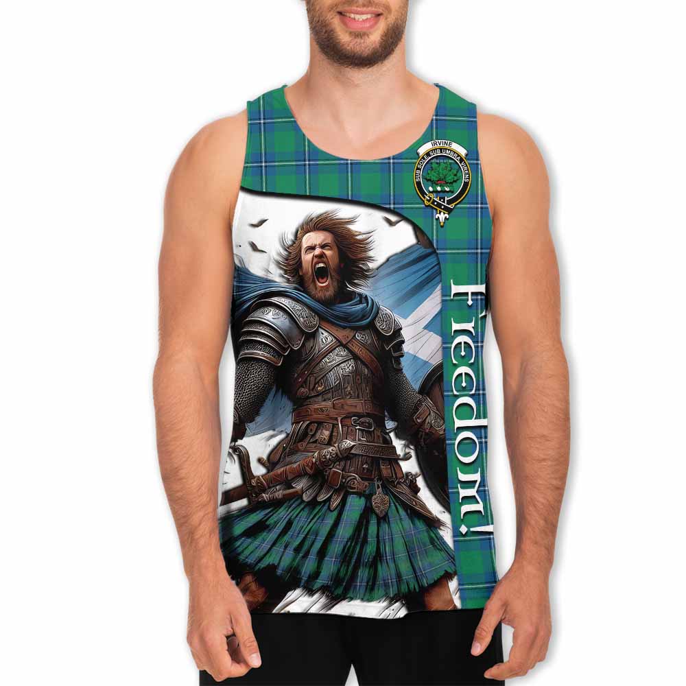 Tartan Vibes Clothing Irvine Crest Tartan Men's Tank Top Inspired by the Freedom of Scottish Warrior