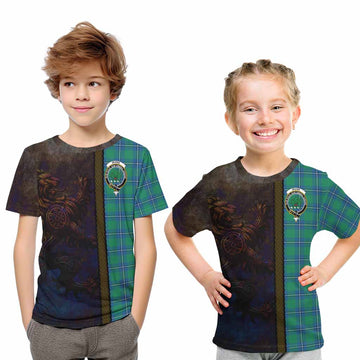 Irvine Tartan Family Crest Kid T-Shirt Alba Gu Brath Be Brave Lion Ancient Style Youth XL Size14 - Tartan Vibes Clothing