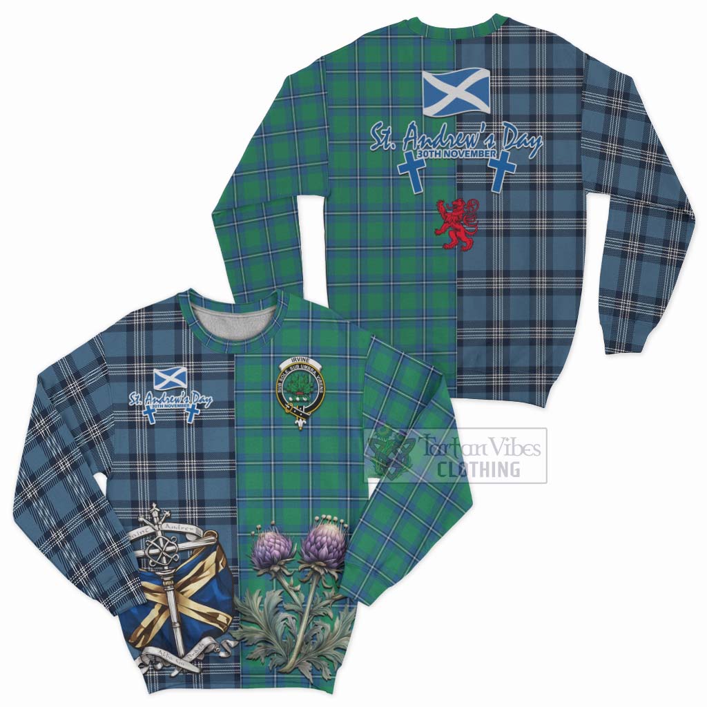 Tartan Vibes Clothing Irvine Tartan Sweatshirt Happy St. Andrew's Day Half Tartan Style