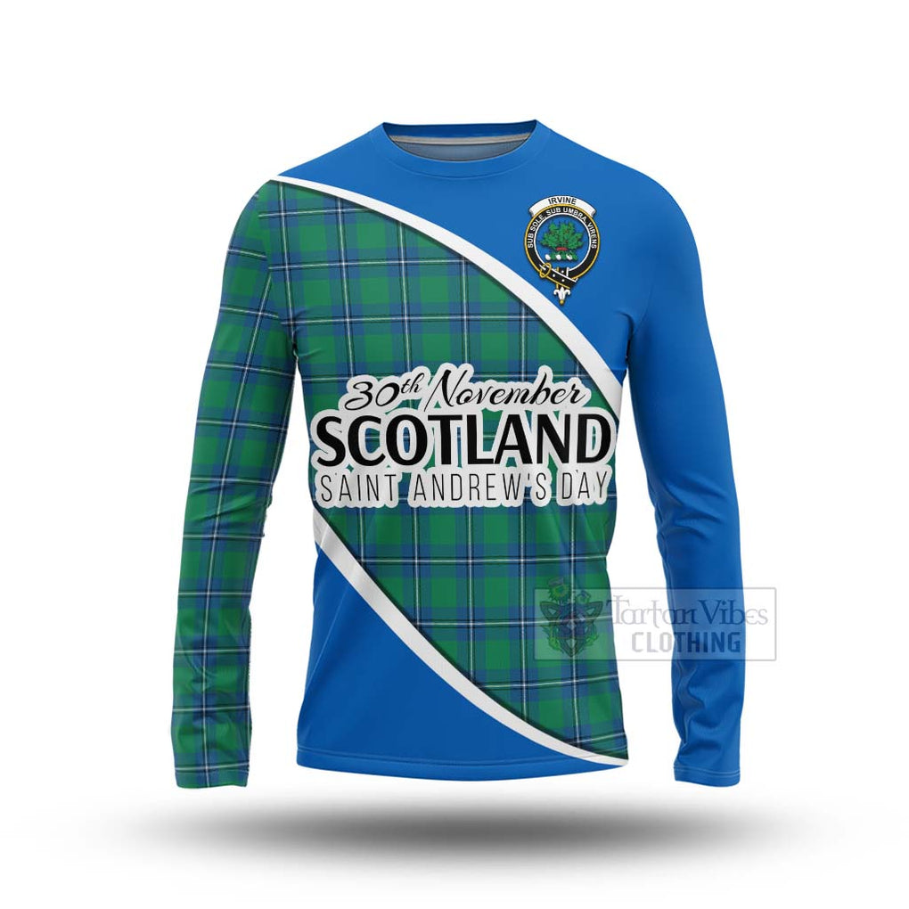 Tartan Vibes Clothing Irvine Family Crest Tartan Long Sleeve T-Shirt Celebrate Saint Andrew's Day in Style