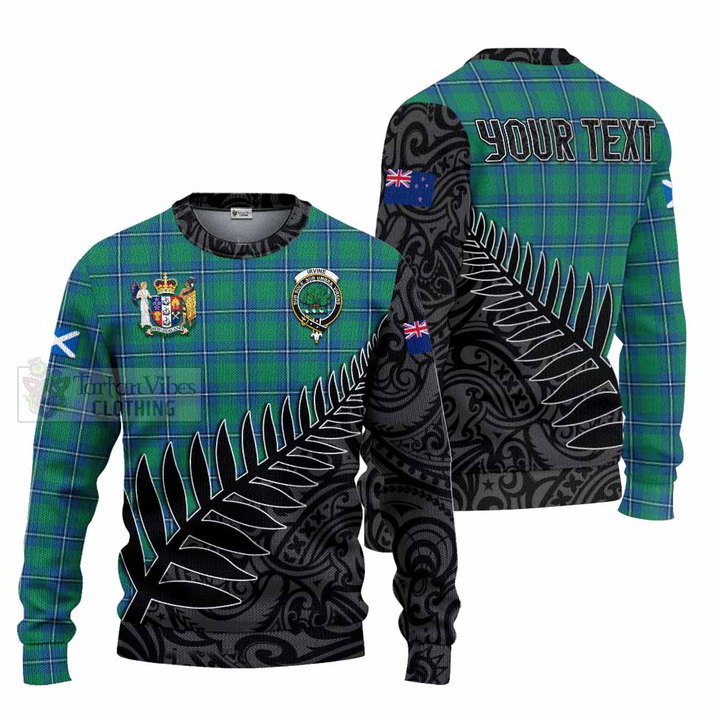 Tartan Vibes Clothing Irvine Crest Tartan Knitted Sweater with New Zealand Silver Fern Half Style