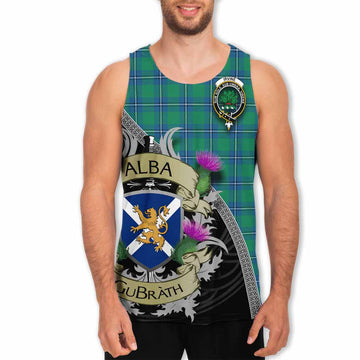 Irvine Tartan Family Crest Men's Tank Top Lion Rampant Royal Thistle Shield Celtic Inspired Men - Tartan Vibes Clothing