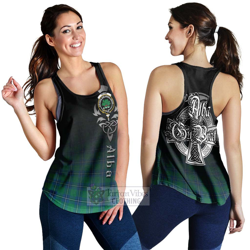 Tartan Vibes Clothing Irvine Tartan Women's Racerback Tanks Featuring Alba Gu Brath Family Crest Celtic Inspired