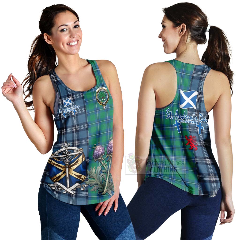 Tartan Vibes Clothing Irvine Tartan Women's Racerback Tanks Happy St. Andrew's Day Half Tartan Style