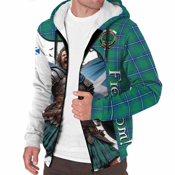 Irvine Crest Tartan Sherpa Hoodie Inspired by the Freedom of Scottish Warrior