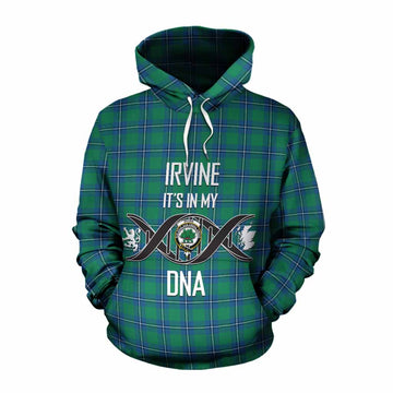 Irvine Tartan Cotton Hoodie with Family Crest DNA In Me Style