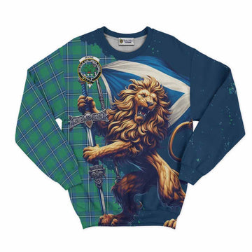 Irvine Tartan Family Crest Sweatshirt with Scottish Majestic Lion