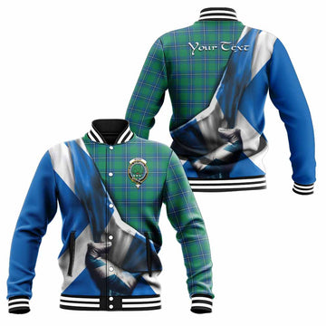 Irvine Tartan Baseball Jacket with Family Crest Scotland Patriotic Style