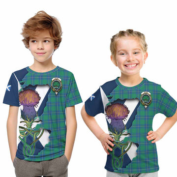 Irvine Tartan Family Crest Kid T-Shirt Scottish Thistle Celtic Inspired Youth XL Size14 - Tartan Vibes Clothing