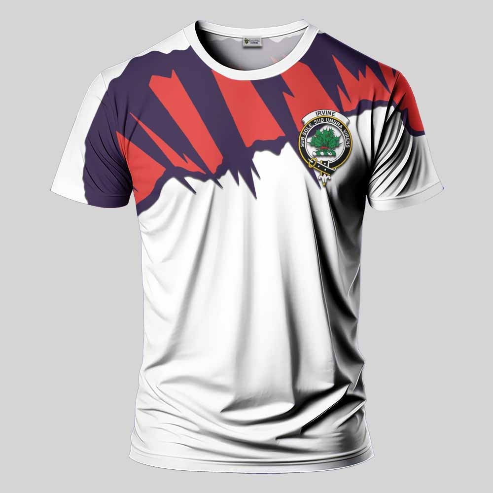 Tartan Vibes Clothing Irvine Clan Crest T-Shirt with Retro Sport Style