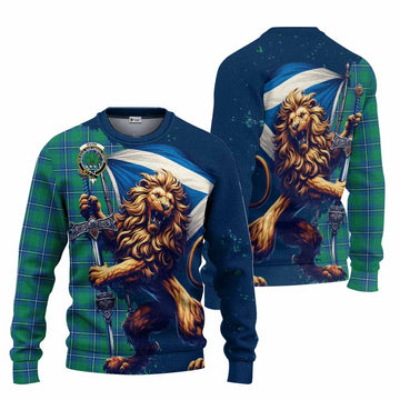 Irvine Tartan Family Crest Knitted Sweater with Scottish Majestic Lion