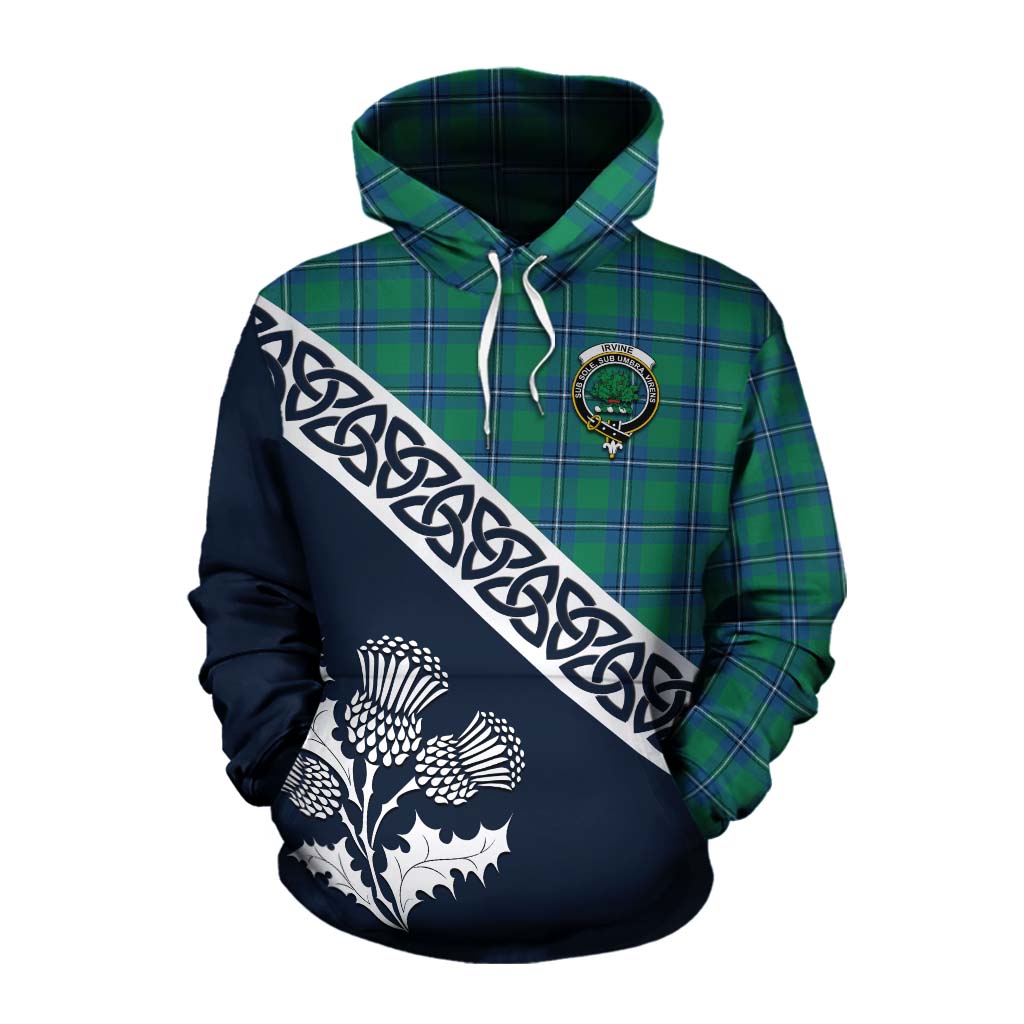 Tartan Vibes Clothing Irvine Tartan Cotton Hoodie Featuring Thistle and Scotland Map