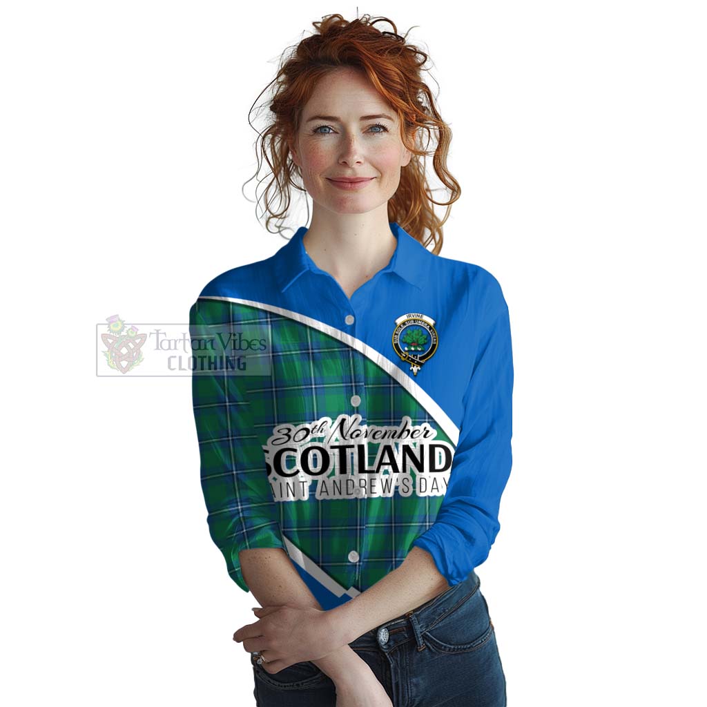 Tartan Vibes Clothing Irvine Family Crest Tartan Women's Casual Shirt Celebrate Saint Andrew's Day in Style