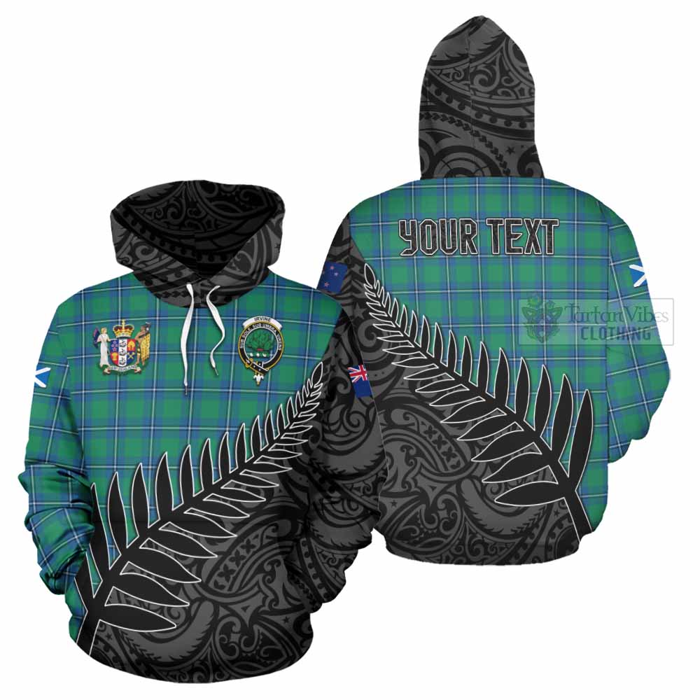 Tartan Vibes Clothing Irvine Crest Tartan Hoodie with New Zealand Silver Fern Half Style