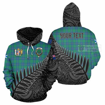 Irvine Crest Tartan Hoodie with New Zealand Silver Fern Half Style