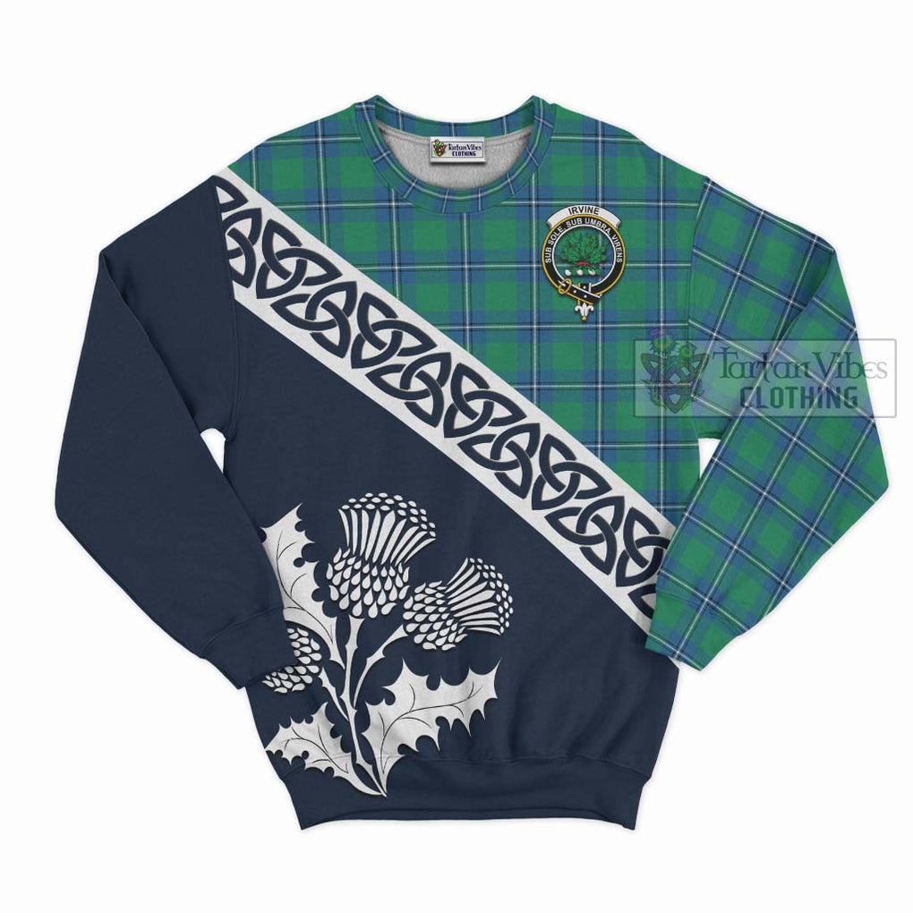 Tartan Vibes Clothing Irvine Tartan Sweatshirt Featuring Thistle and Scotland Map