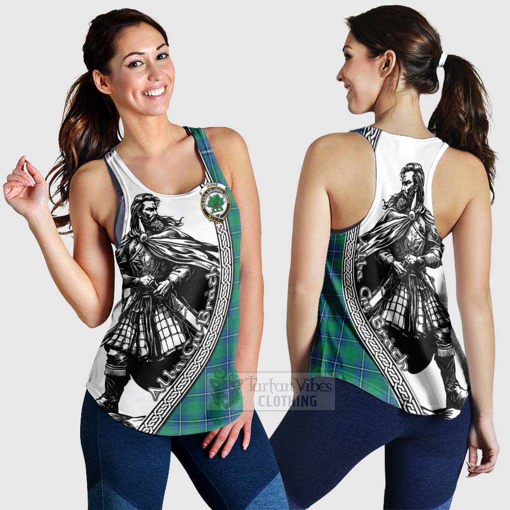 Tartan Vibes Clothing Irvine Tartan Clan Crest Women's Racerback Tanks with Highlander Warrior Celtic Style