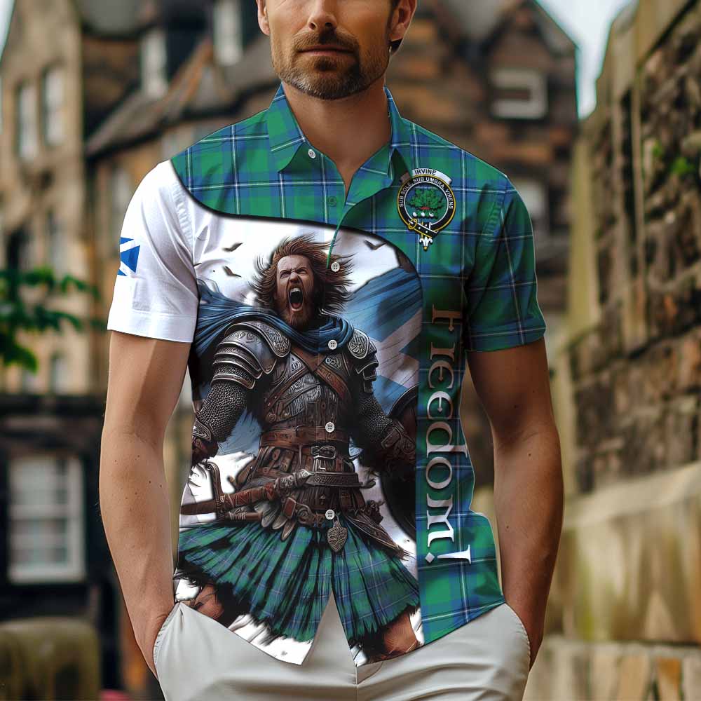 Tartan Vibes Clothing Irvine Crest Tartan Short Sleeve Button Shirt Inspired by the Freedom of Scottish Warrior