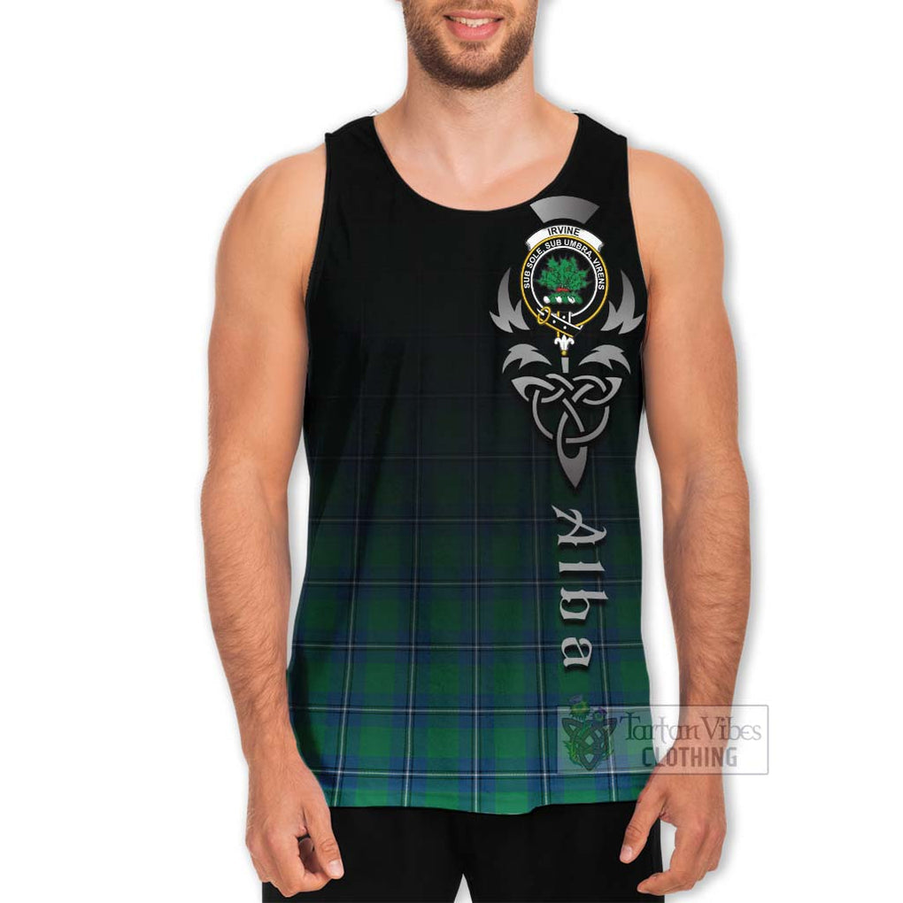 Tartan Vibes Clothing Irvine Tartan Men's Tank Top Featuring Alba Gu Brath Family Crest Celtic Inspired